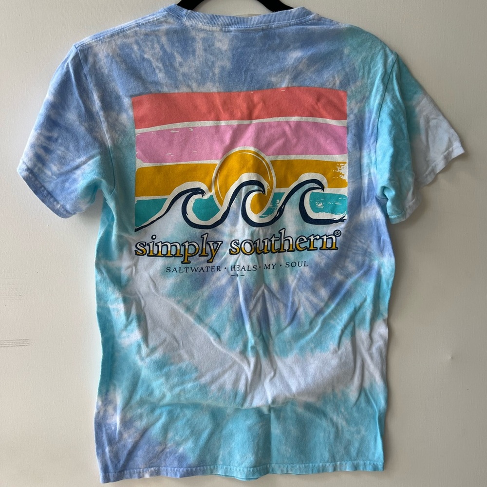 4/$40 Simply Southern S 100% Cotton Turtle T-shirt Logo Super Soft Ocean Waves